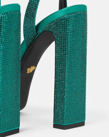 Gianni Ribbon Embellished Satin Sandals 140 mm