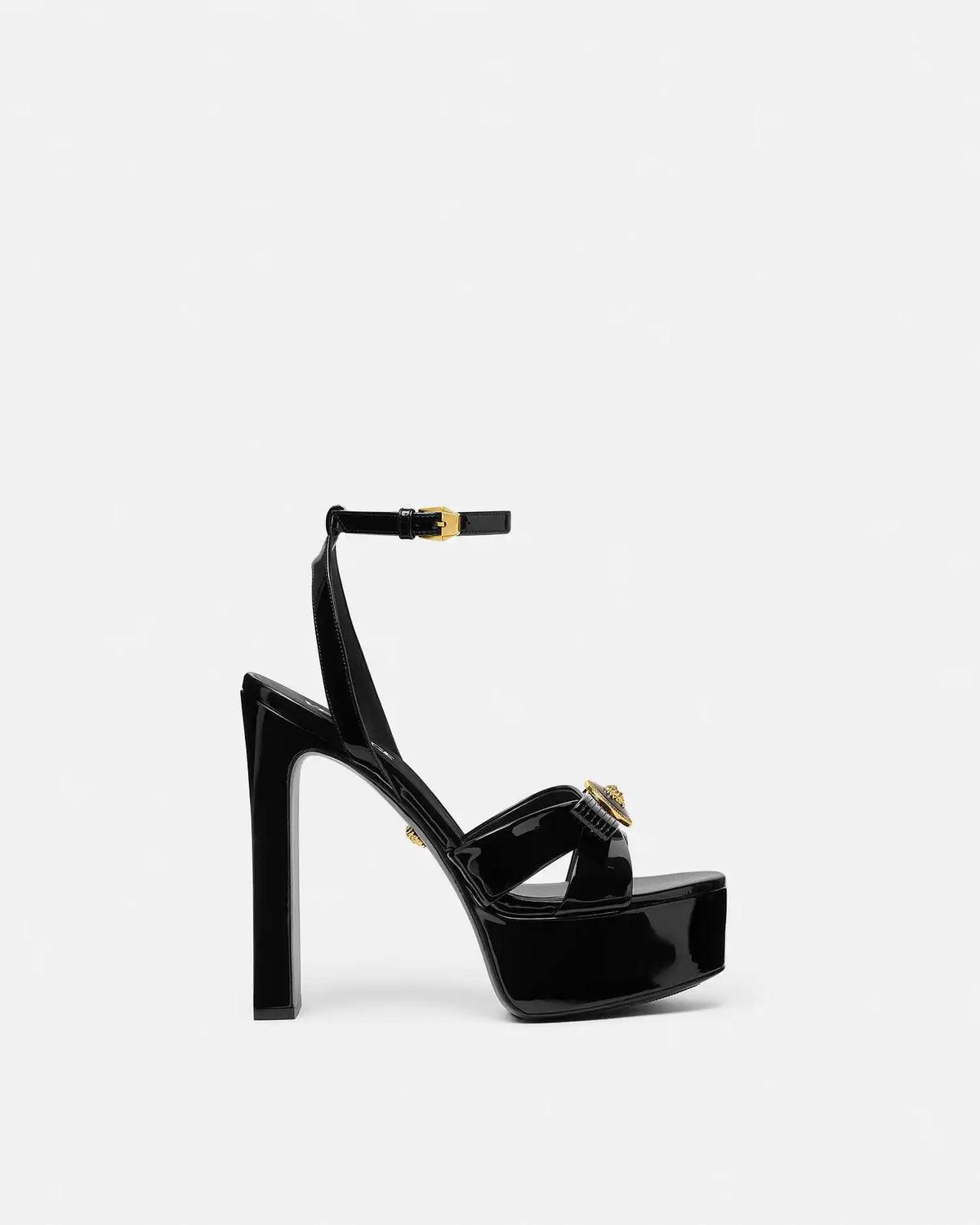Gianni Ribbon Patent Sandals 140 mm