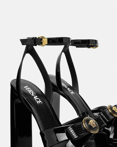 Gianni Ribbon Patent Sandals 140 mm