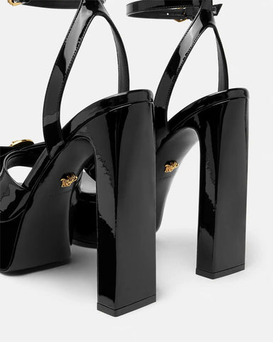Gianni Ribbon Patent Sandals 140 mm