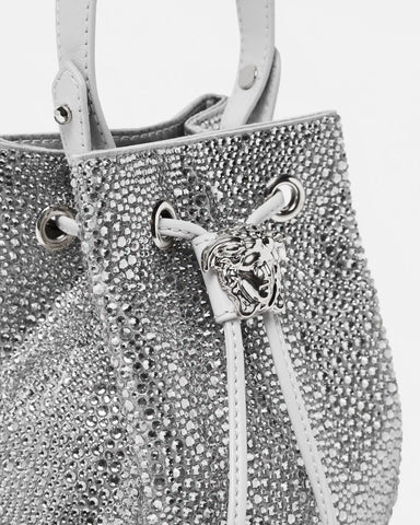 La Medusa Embellished Satin Mini Bucket Bag