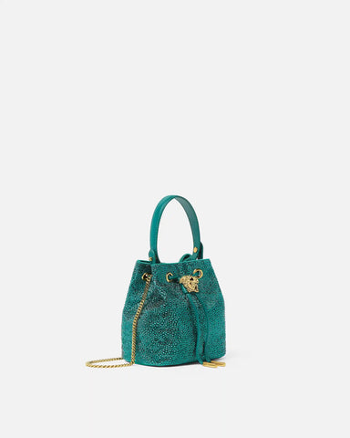 La Medusa Embellished Satin Mini Bucket Bag
