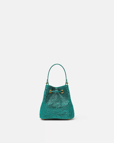 La Medusa Embellished Satin Mini Bucket Bag