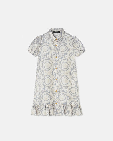 Kids Printed Silk Twill Shirt Dress