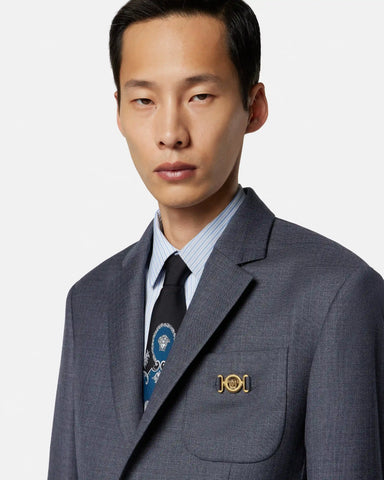 Micro-Checked Wool Blazer