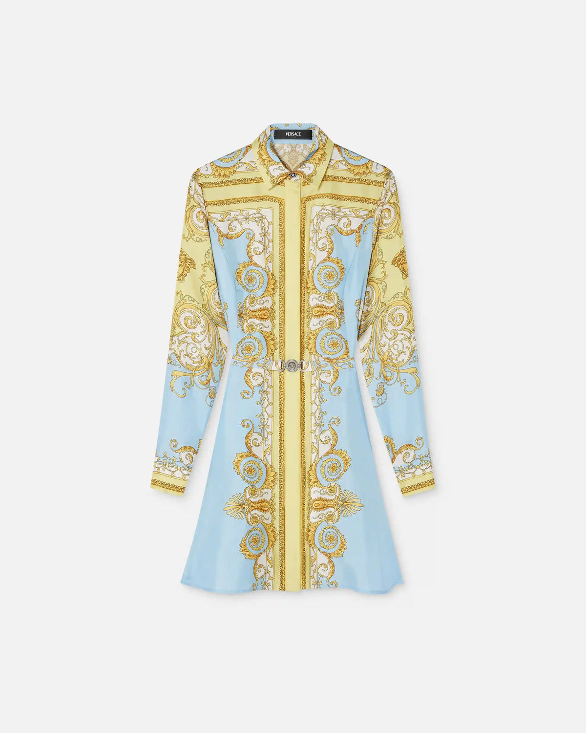 Printed Silk Twill Mini Shirt Dress