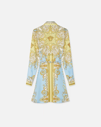 Printed Silk Twill Mini Shirt Dress