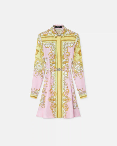 Printed Silk Twill Mini Shirt Dress