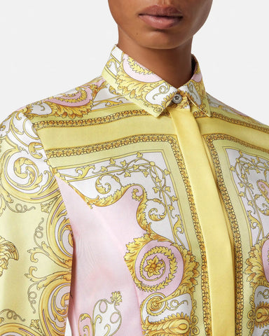 Printed Silk Twill Mini Shirt Dress