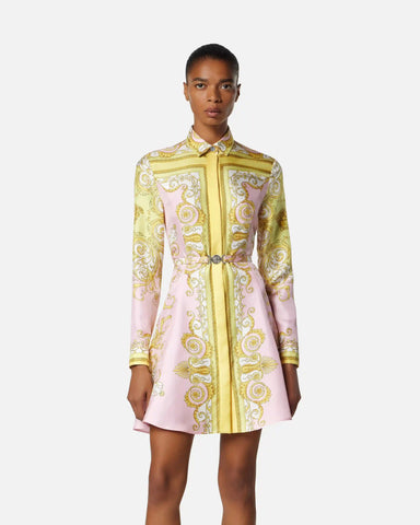 Printed Silk Twill Mini Shirt Dress