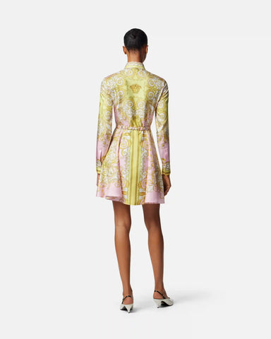Printed Silk Twill Mini Shirt Dress