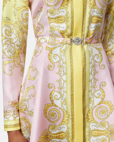 Printed Silk Twill Mini Shirt Dress