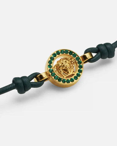 Medusa '95 Crystal Leather Bracelet