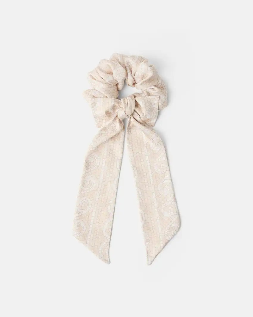 Kids Printed Twill Ribbon Tie Scrunchie