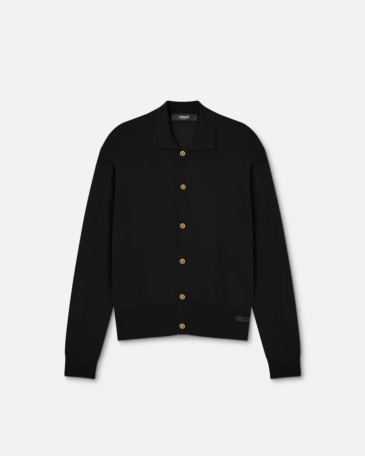 Silk-Cotton Knit Polo Cardigan
