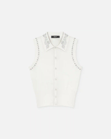 Embellished Cashmere-Blend Knit Vest
