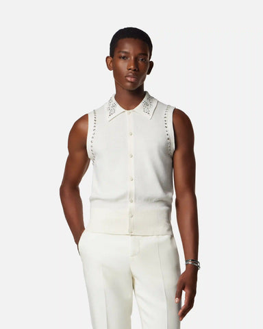 Embellished Cashmere-Blend Knit Vest