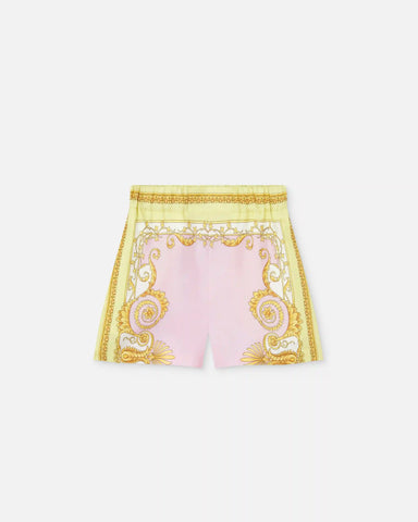 Printed Silk Twill Shorts