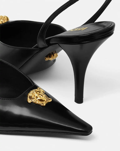 La Medusa Leather Slingbacks 85 mm
