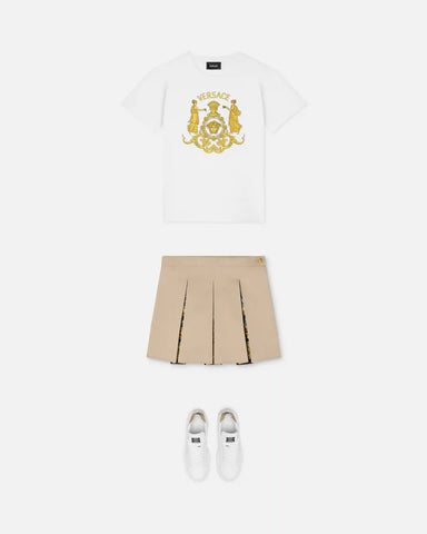 Kids Printed Cotton-Gabardine Pleated Skirt