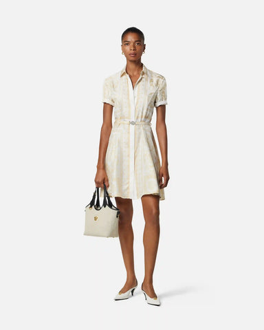 Printed Silk Twill Mini Shirt Dress