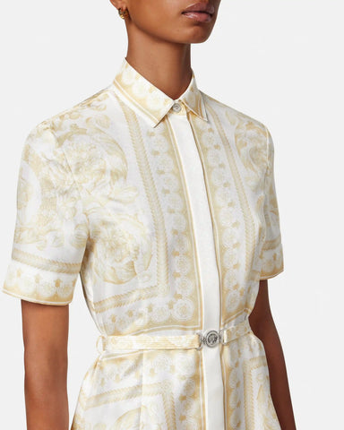 Printed Silk Twill Mini Shirt Dress