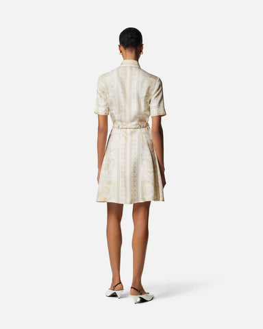Printed Silk Twill Mini Shirt Dress