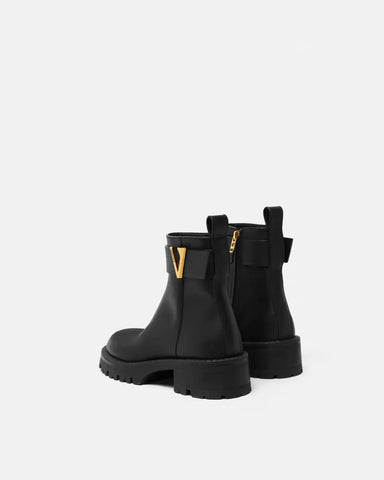 V Leather Ankle Boots