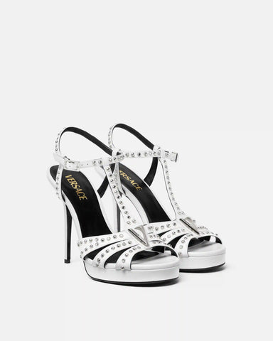 V Embellished Leather Sandals 115 mm