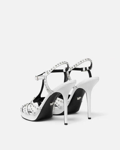 V Embellished Leather Sandals 115 mm