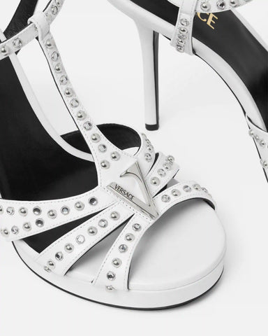 V Embellished Leather Sandals 115 mm