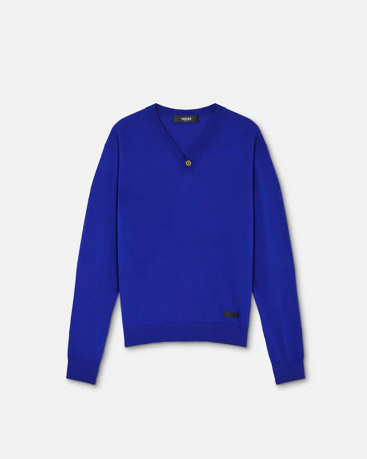 Silk-Cotton Knit V-Neck Sweater