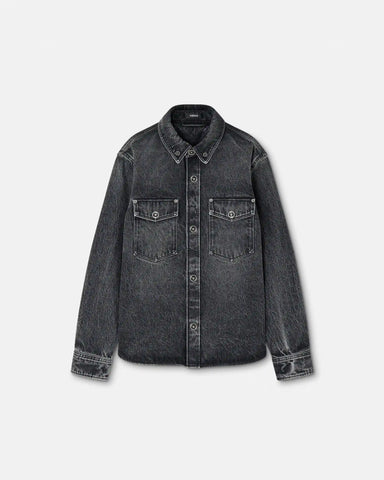 Printed-Foulard Denim Overshirt