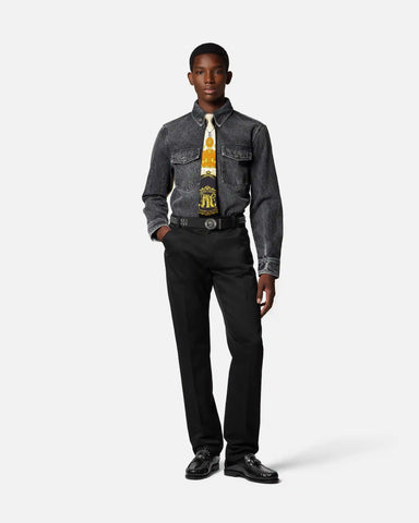 Printed-Foulard Denim Overshirt