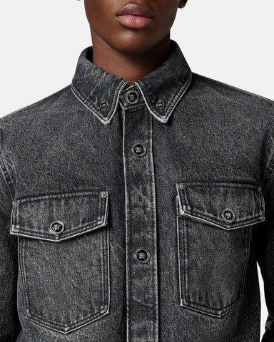 Printed-Foulard Denim Overshirt
