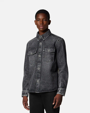 Printed-Foulard Denim Overshirt