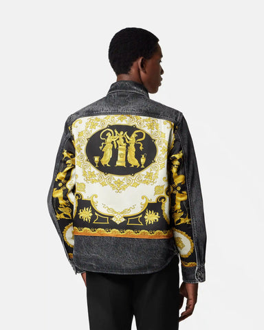 Printed-Foulard Denim Overshirt