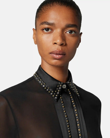 Embellished Silk Georgette Relaxed Shirt