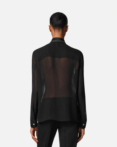 Embellished Silk Georgette Relaxed Shirt