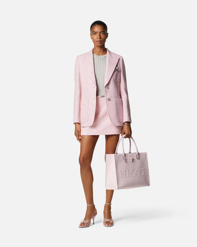 Wool CrÃªpe Tweed A-Line Mini Skirt