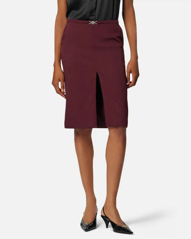 Stretch Gabardine Pencil Midi Skirt