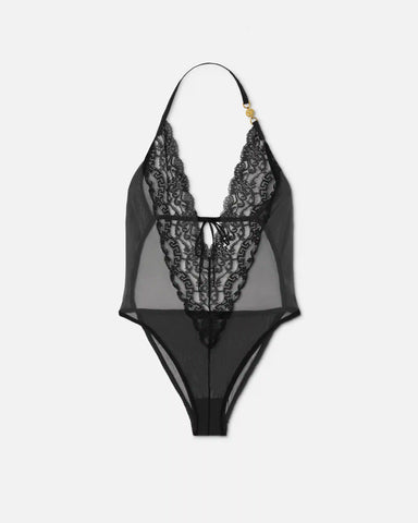 Embroidered Lace-Trim Bodysuit