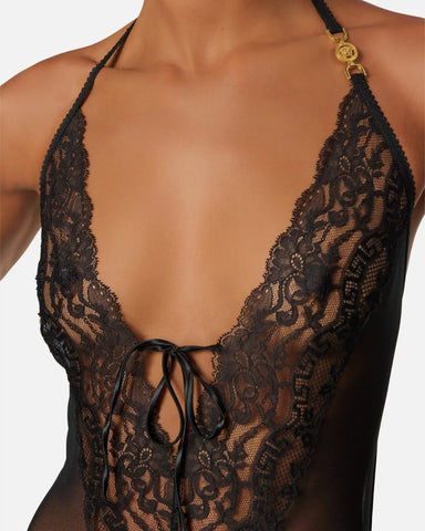Embroidered Lace-Trim Bodysuit