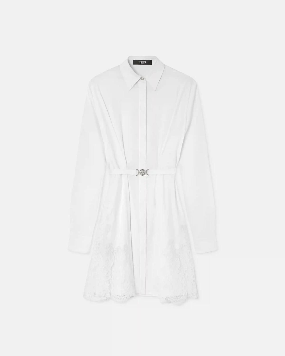 Lace-Trim Cotton-Poplin Mini Shirt Dress