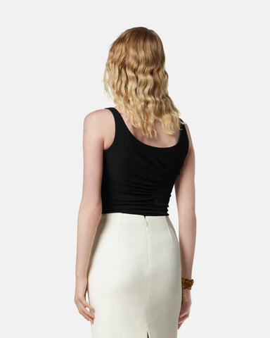Stretch CrÃªpe Jersey Draped Bodysuit
