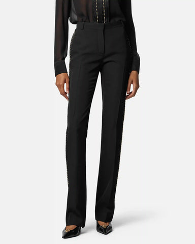 Embellished Wool Slim Pants