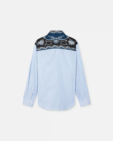 Printed Striped Cotton-Poplin Shirt