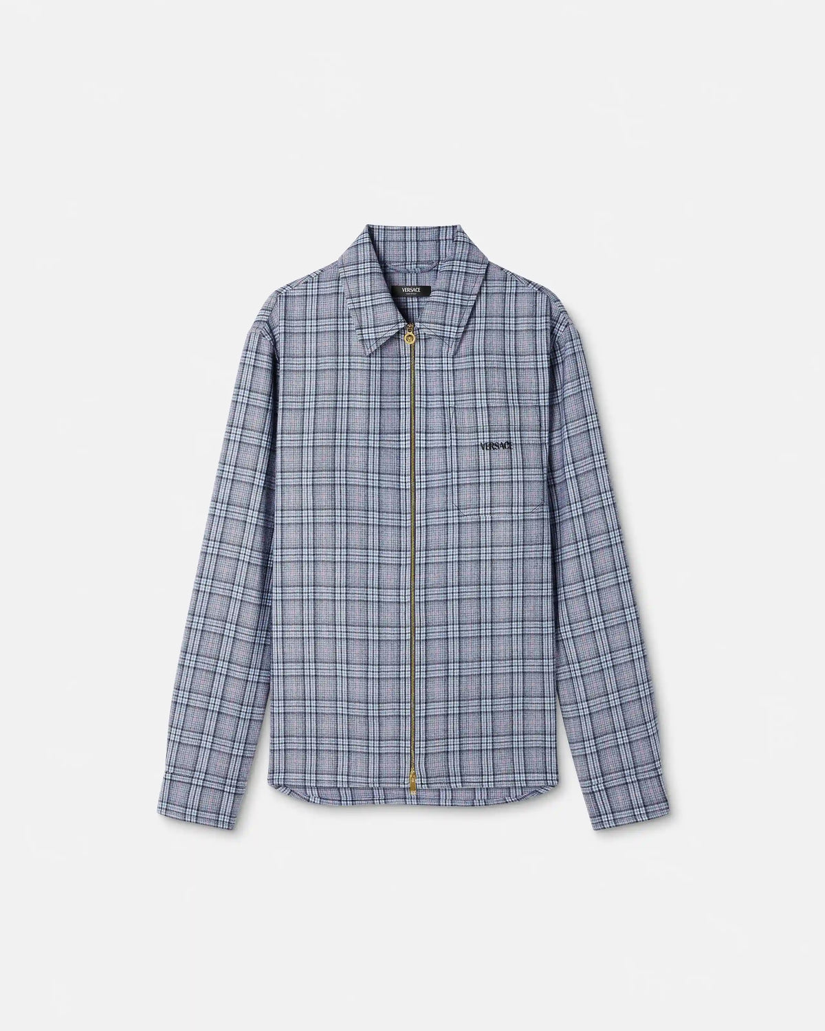 Checked Wool Flannel Zip Overshirt