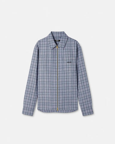 Checked Wool Flannel Zip Overshirt