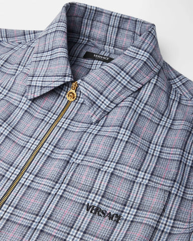 Checked Wool Flannel Zip Overshirt